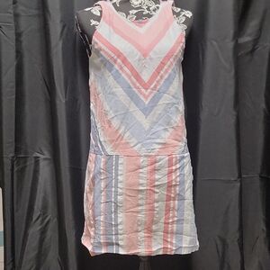 Striped Sleeveless Dress - Pink and Blue